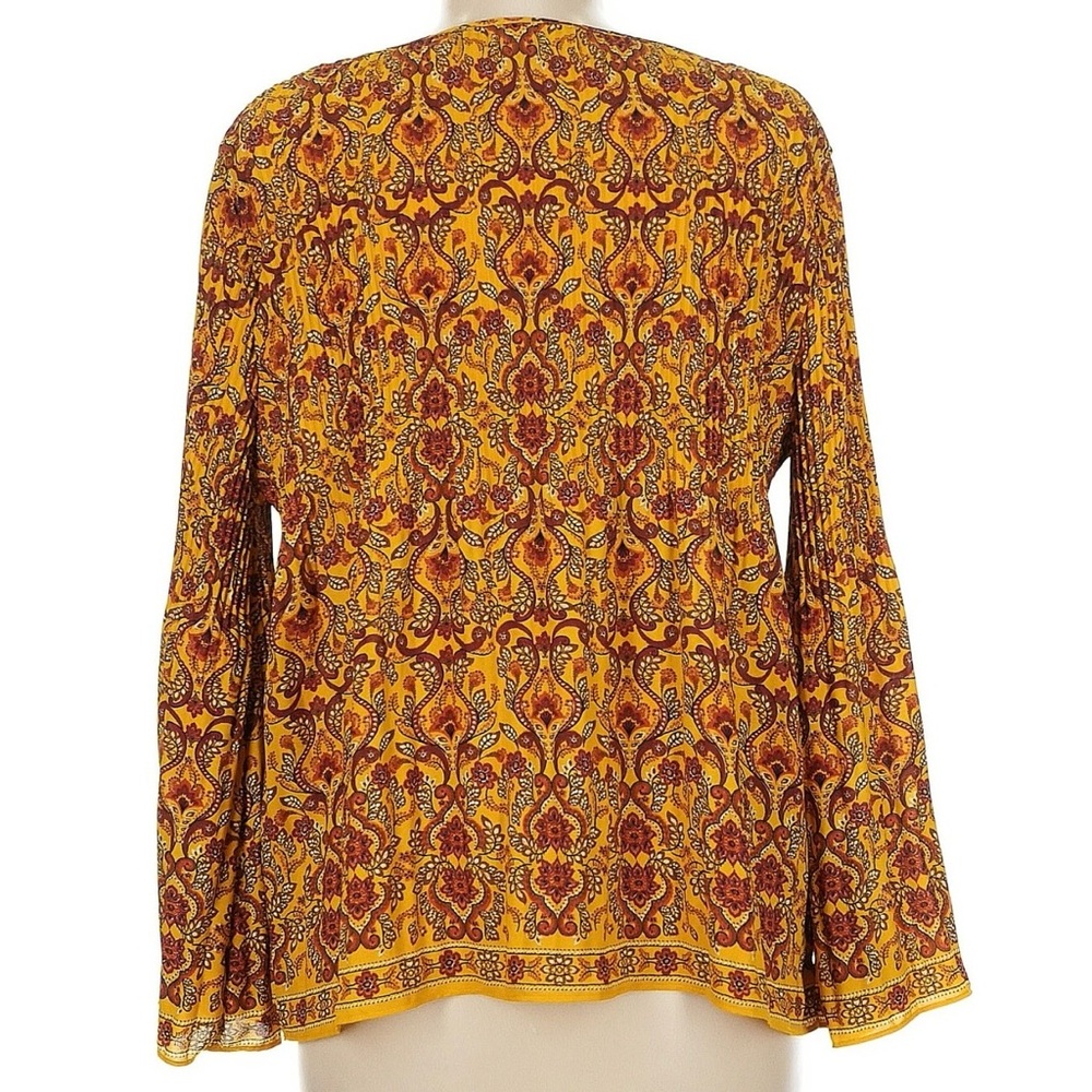 NWT $Max Studio Yellow and Red Patterned Blouse - Picture 2 of 7
